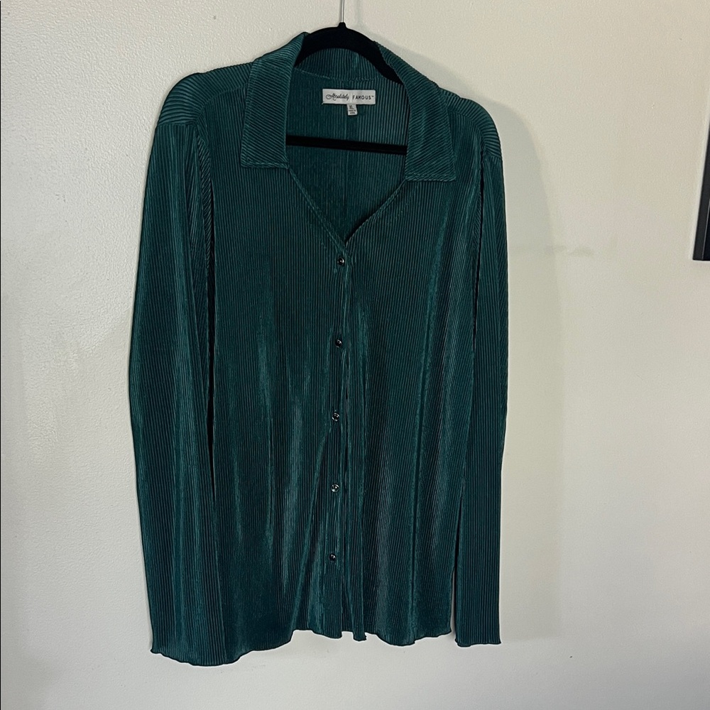 Absolutely Famous Green Button Down Shirt